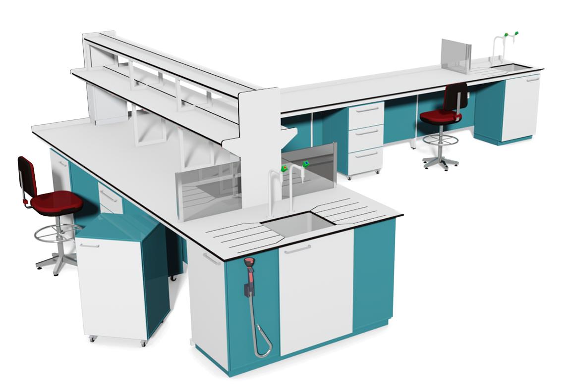 Interactive 3D laboratory furniture model