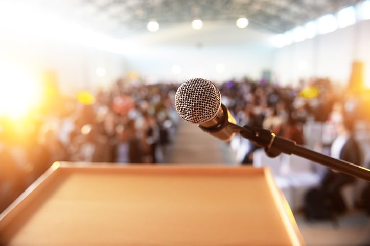 lectern desk with microphone lab conference