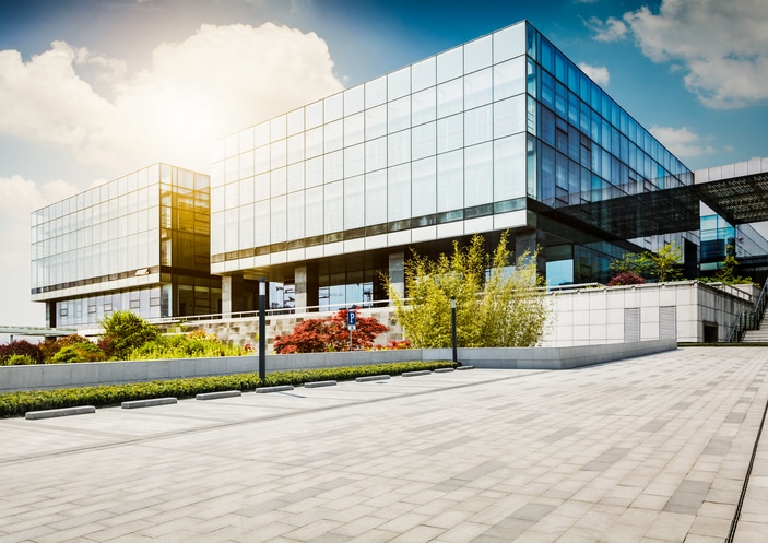 Office building with large windows