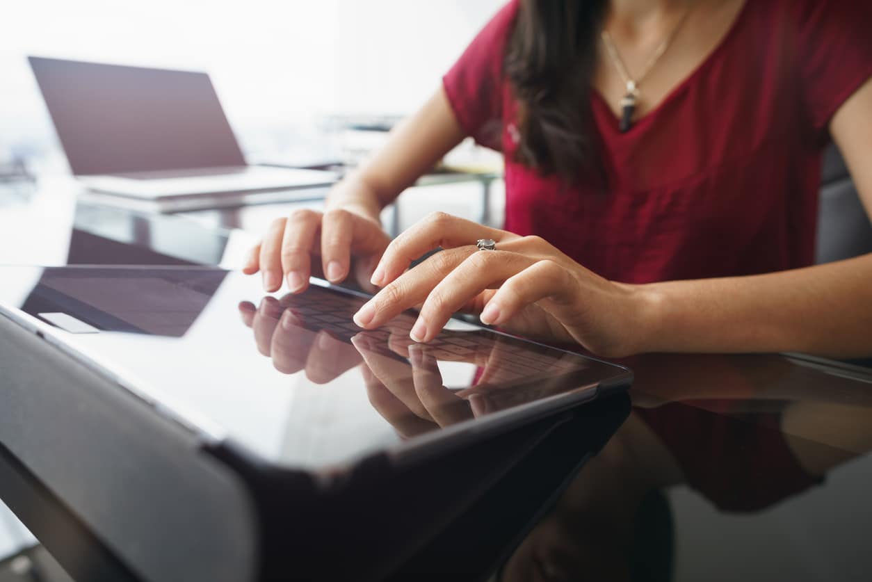 at work on a tablet computer