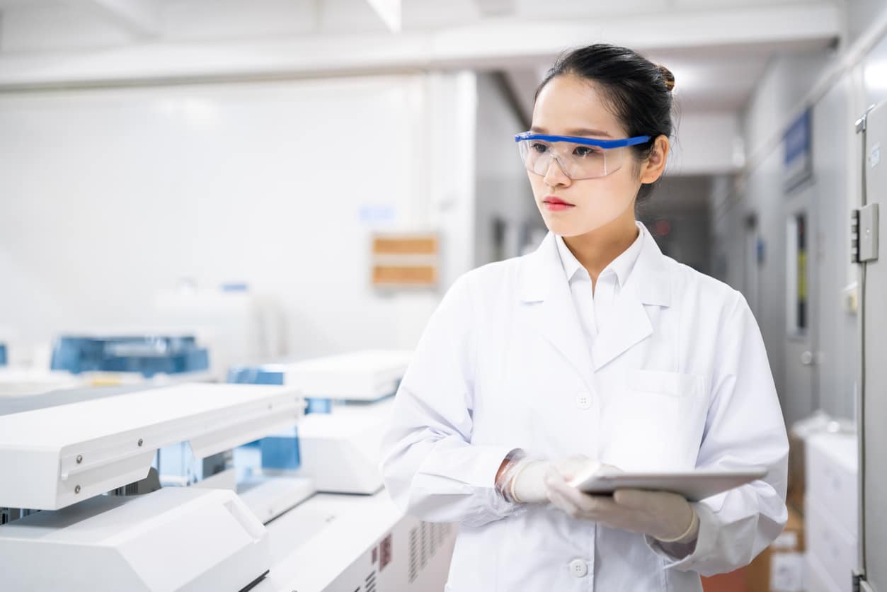 Female scientist in a medical laboratory.