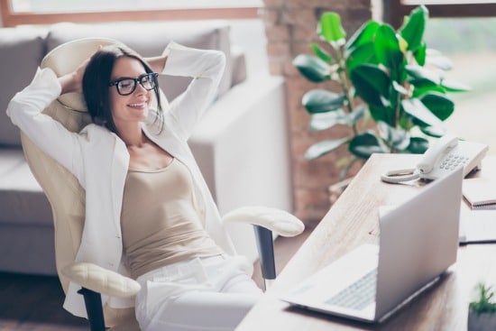 Women working on her laptop