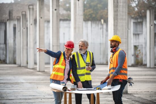 construction site developers having discussion