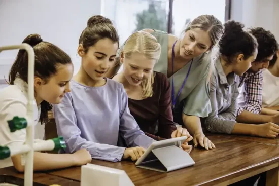 students in a science lesson