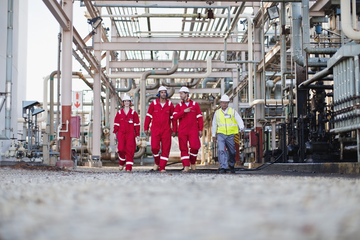 chemical plant workers