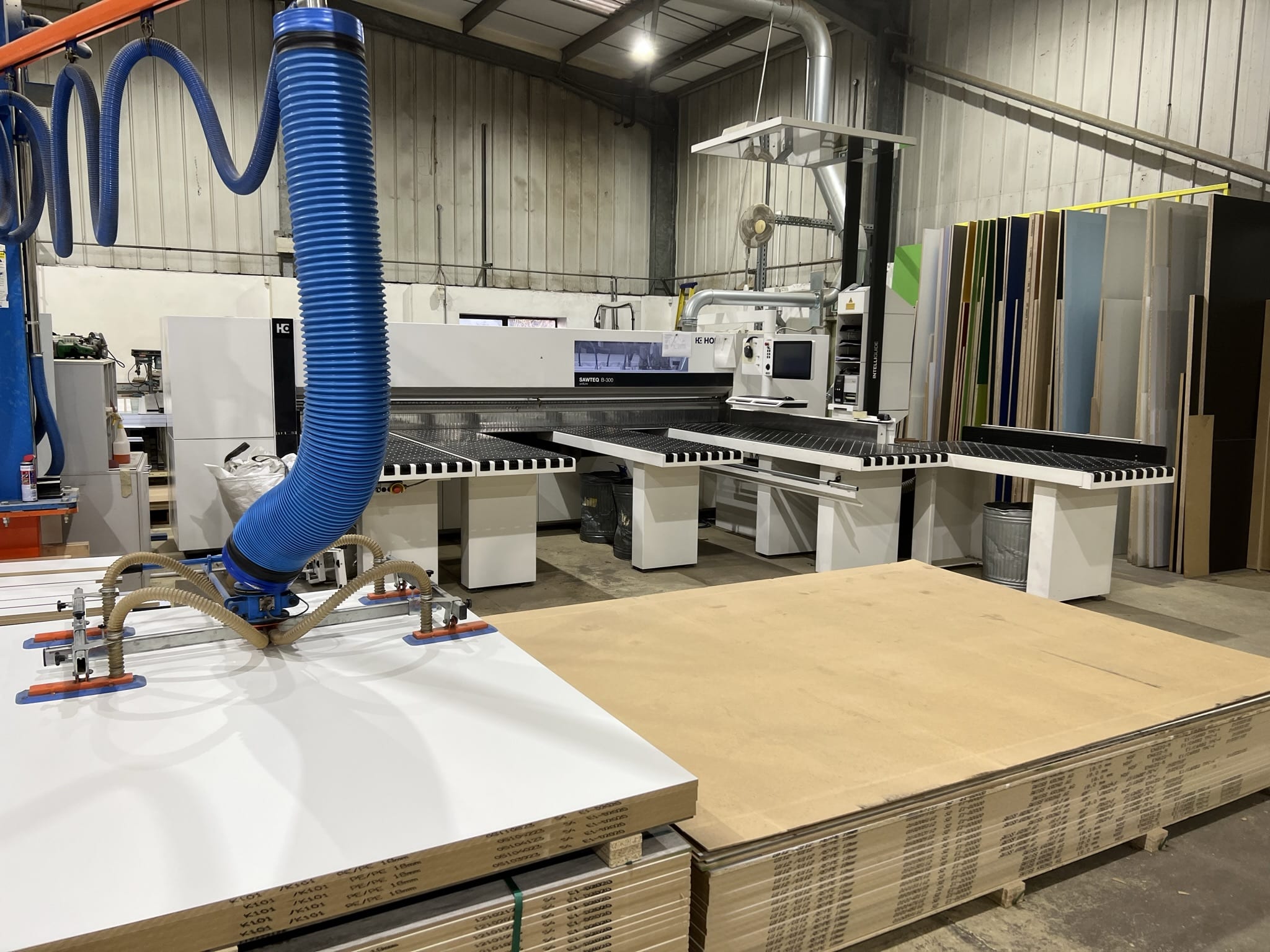 Beam saw from Homag for production lab furniture and trespa worktops