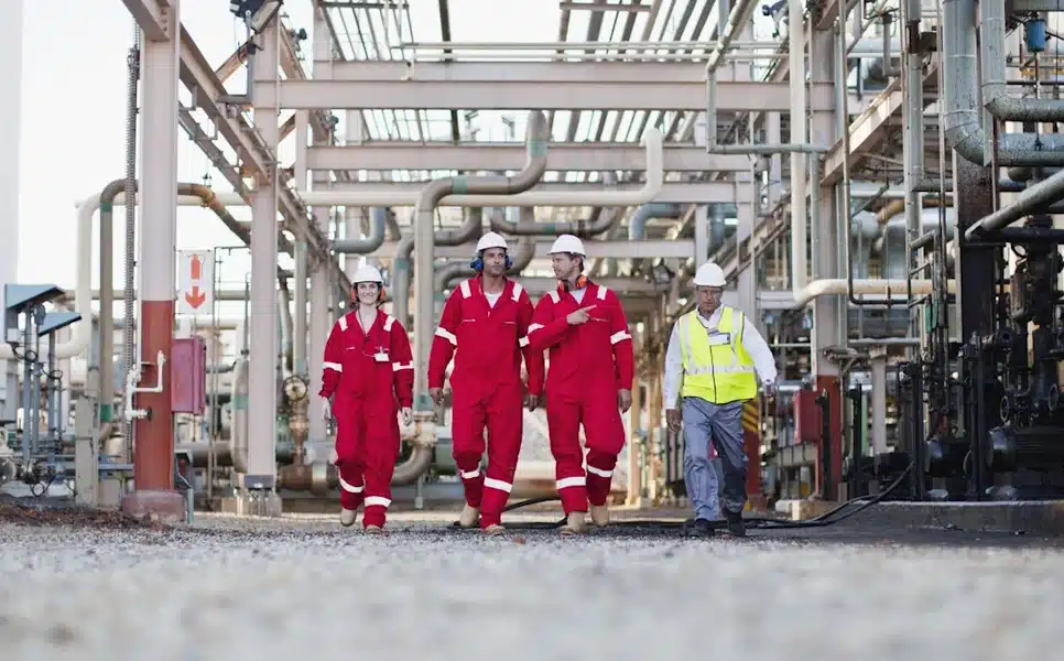 chemical plant workers