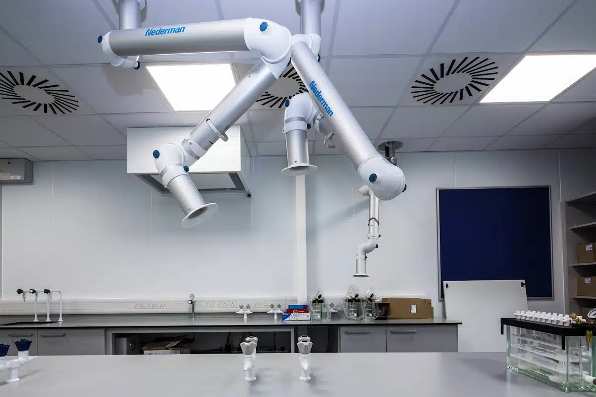 flexible arm extraction units in a laboratory