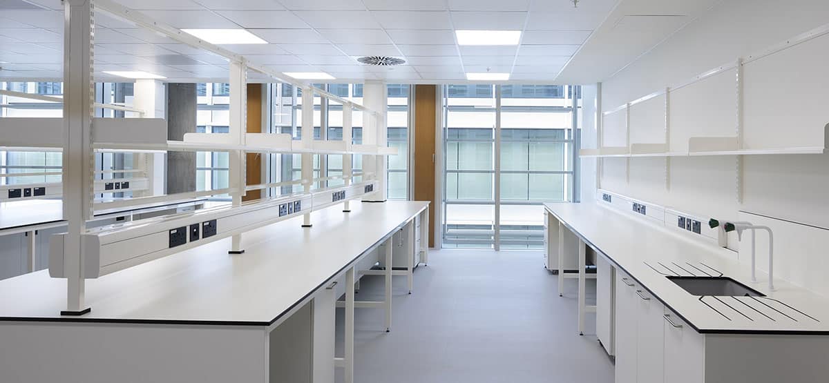 laboratory benching and lab framework installed in a commerical lab space in london