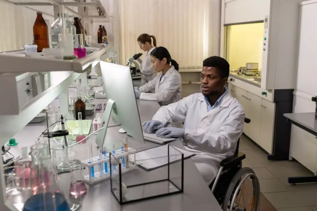 scientists at work in lab